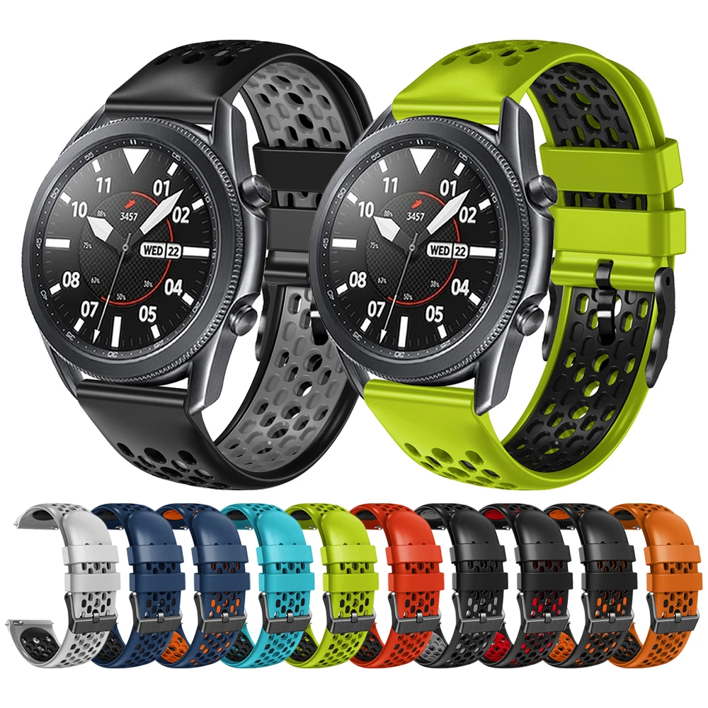 22mm Silicone Band Strap For Samsung Galaxy Watch 3 45mm/Watch 46mm/ S3 SM-R760 SM-R770 SM-R840 SM-R800 Watchband Bracelet Belt