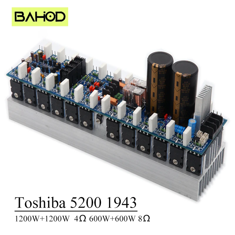 

BAHOD 1200w*2 Power Amplifier Board Toshiba 5200 1943 2-channel Stereo Amplifier High Power with Protection Circuit