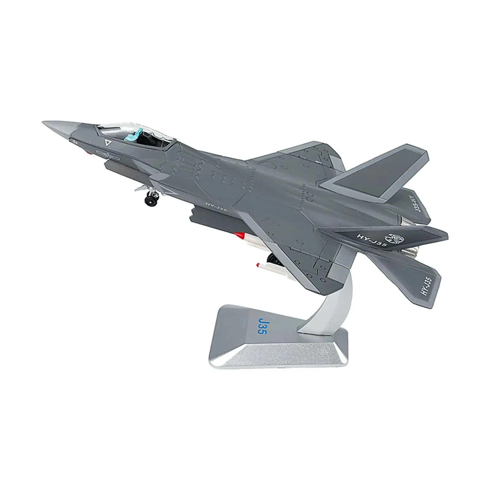 1:100 J35 Airplane Fighter Aircraft Model Simulation Diecast Plane with Stand for Living Room Bar Office Table Collectibles