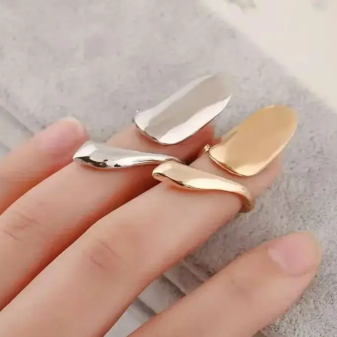 Ring Alloy Texture Fashion Nail Ring Extend Finger Nail Rings Hand Ornaments Nail Trendy Ladies Clothing Accessories Decor