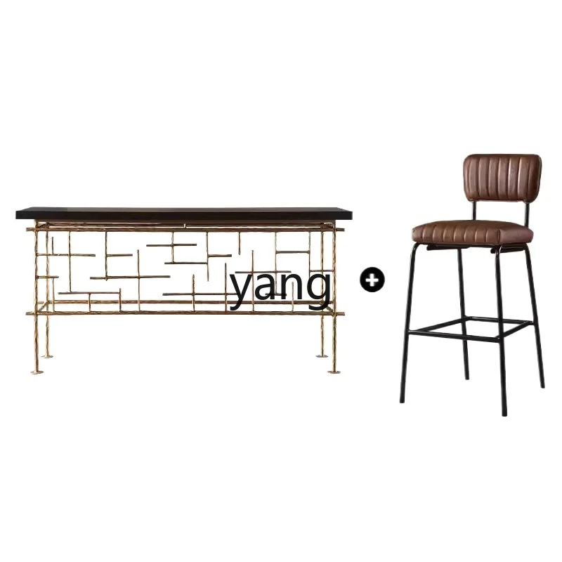 

LH industrial wabi-sabi wind hand-forged retro old bronze wrought iron bar table
