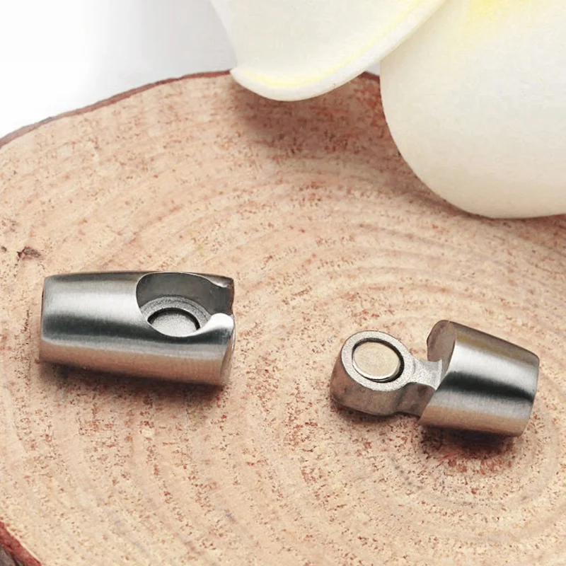 5PCS Stainless Steel Magnetic Clasp 4/5/6/8mm Hole Round Leather Cord Clasps Connector For DIY Jewelry Making Bracelet Necklace