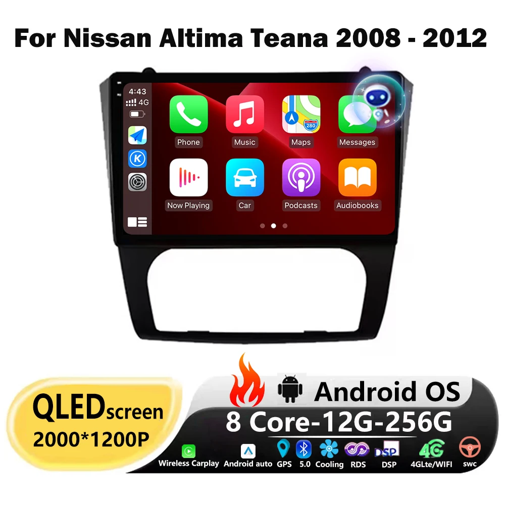 

Android Auto для Nissan Altima Teana 2008 2009 2010 2011 2012 J32 L32 Автомобильный радиоприемник Мультимедийный плеер Навигация Стерео GPS NO 2Din