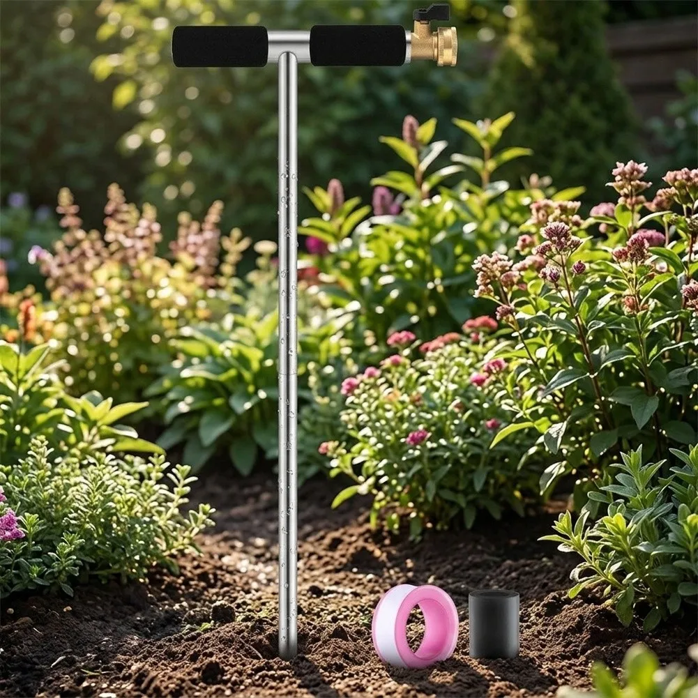 Stainless Steel Deep For Root Irrigation Tool with T Shaped Handle for Efficient Hydration of Shrubs and Perennials