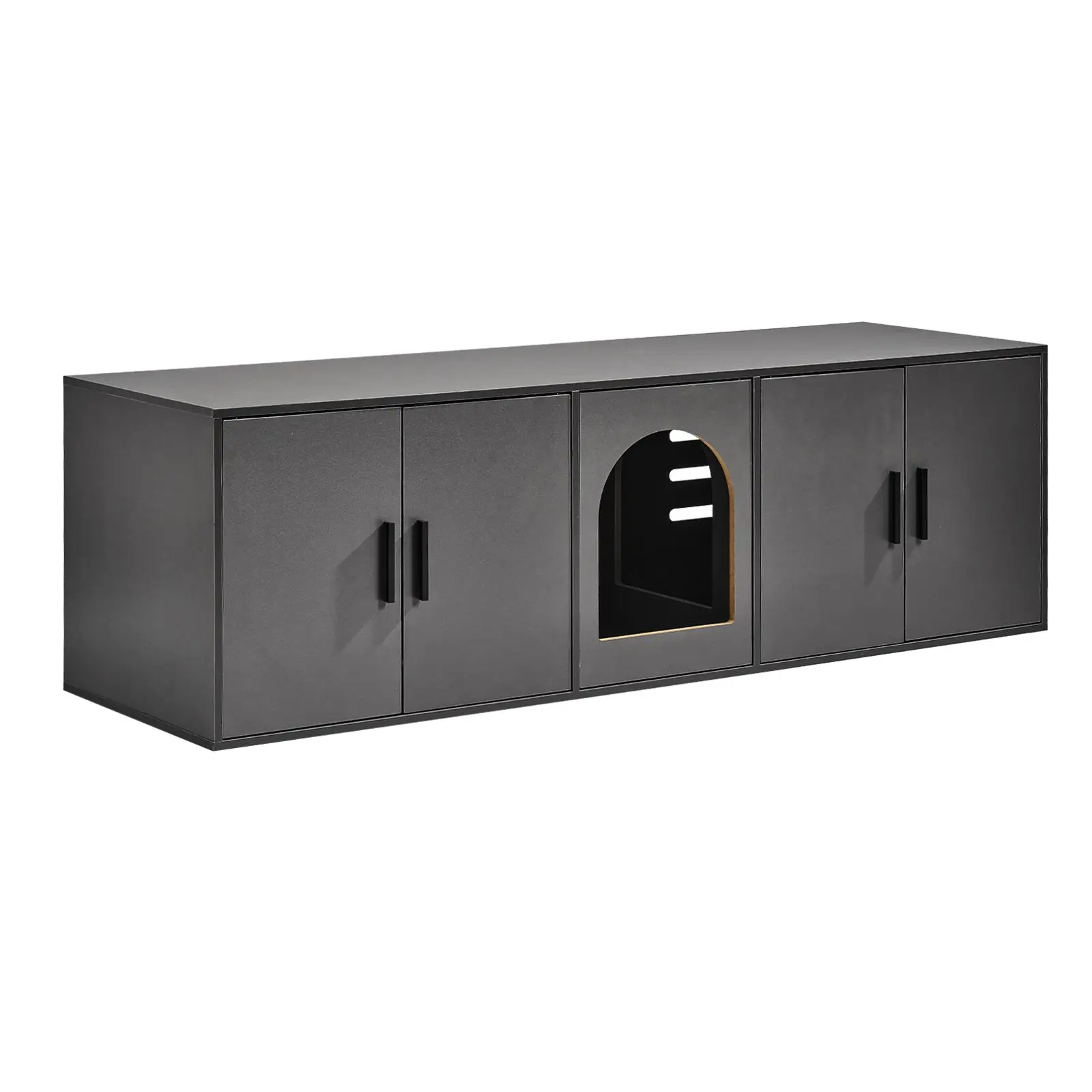 Cat Litter Box Enclosure for 2 Cats, Litter Box Furniture Hidden with Double Rooms, Wooden Cat Box Cabinet Fit Most of Litter Bo