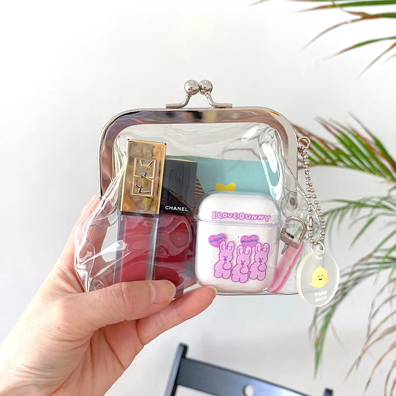 Fashion Transparent PVC Coin Purse Women Vintage Hasp Headphone Lipstick Storage Bag Korean Version Bank Credit Card Key Wallet