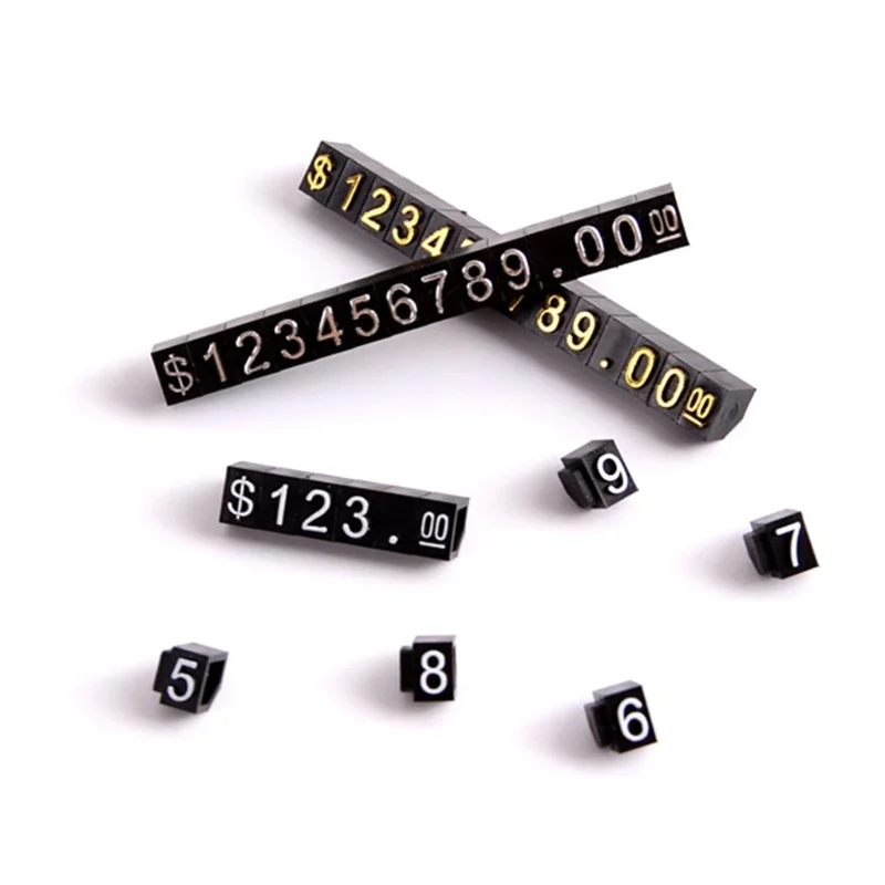 10 Pieces Combined Price Label Blocks Adjustable Number Digits Sign Tags for Watch Jewelry Wine Counter Display Stand