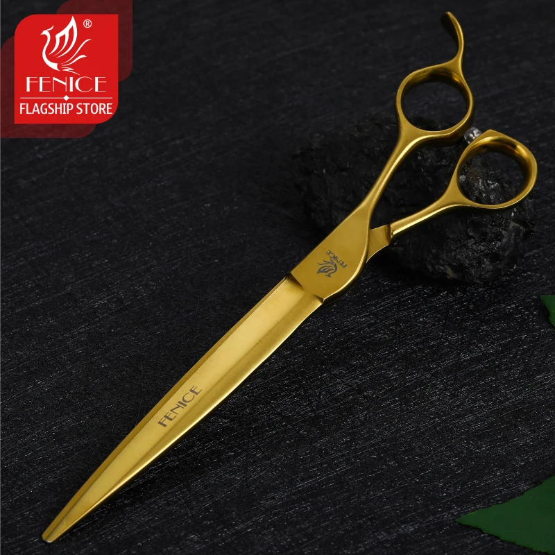 Fenice 7.25inch Professional Pet Grooming Scissors Straight Cutting Shears with Serrated Teeth VG10 Dog Beauty Tools for Groomer