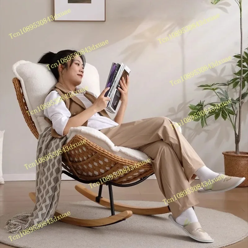 Modern Rocking Chair for Balcony Woven Rattan Lobster Chair Indoor Swing Seat Comfortable Single Sofa for Living Room