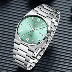 LIGE Business Luxury Quartz Man Watch Simple Stainless Steel Band Casual Watches for Men Waterproof Luminous Auto Calendar Clock