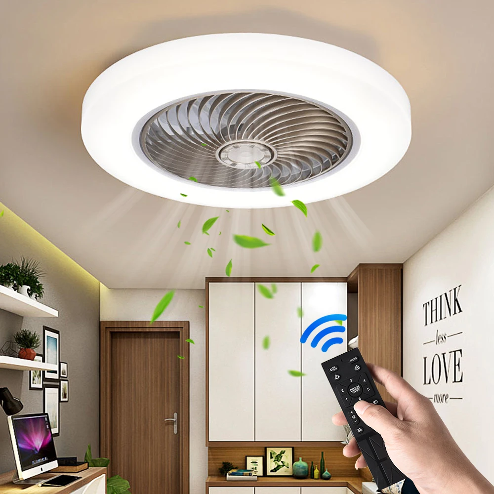 

Smart Ceiling Fan Fans With Lights Remote Control Bedroom Decor Ventilator Lamp 50cm Air Invisible Blades Silent