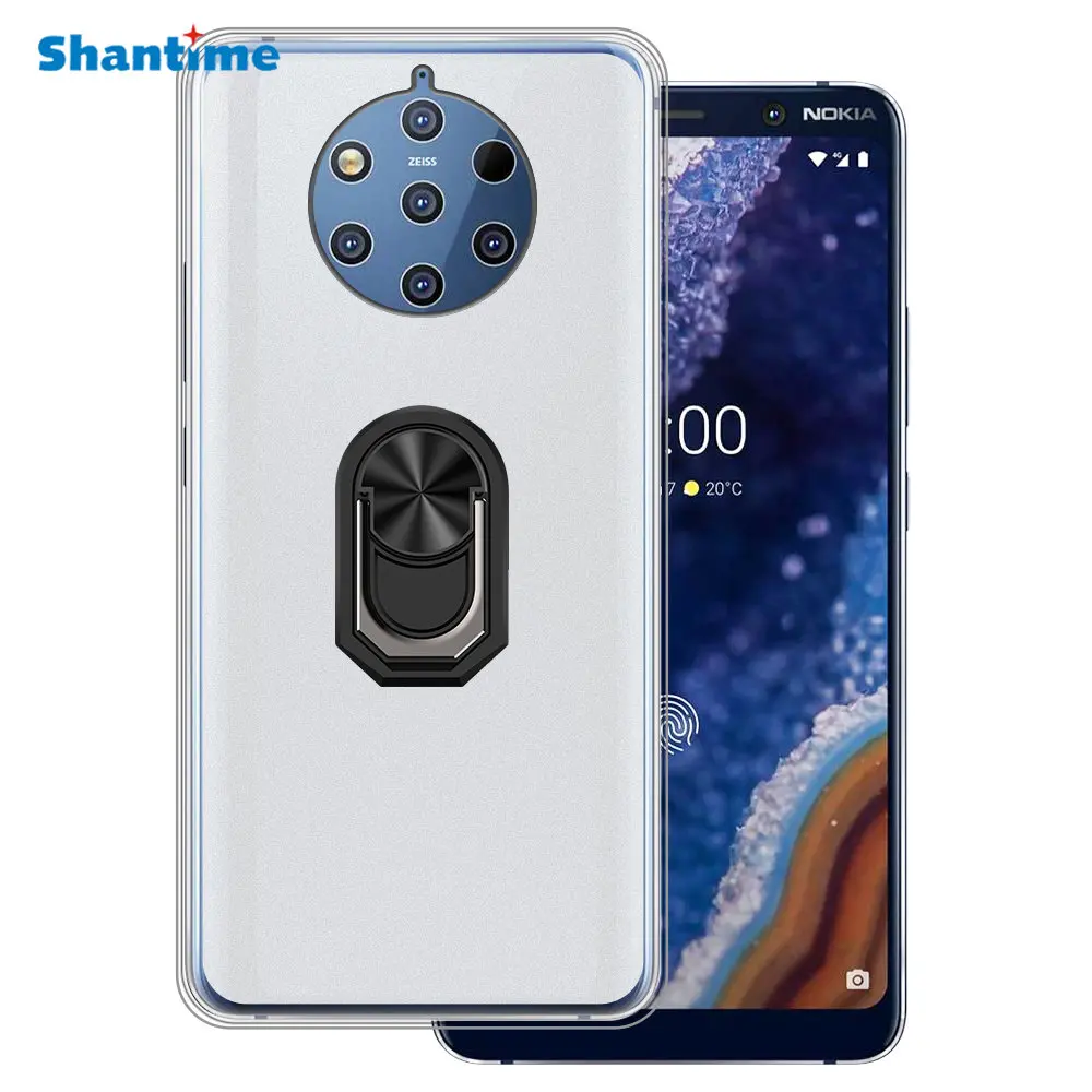 Luxury Shockproof Ring Holder For Nokia 9 Pureview Case Soft Silicone TPU Protective Holder Cover