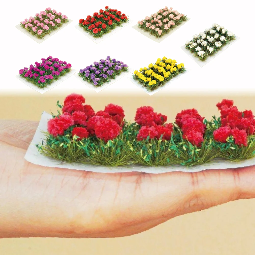 20pcs Artificial Model Flower Cluster Model Scenery Material Grass Bushes Miniature Train Garden Landscape Plants