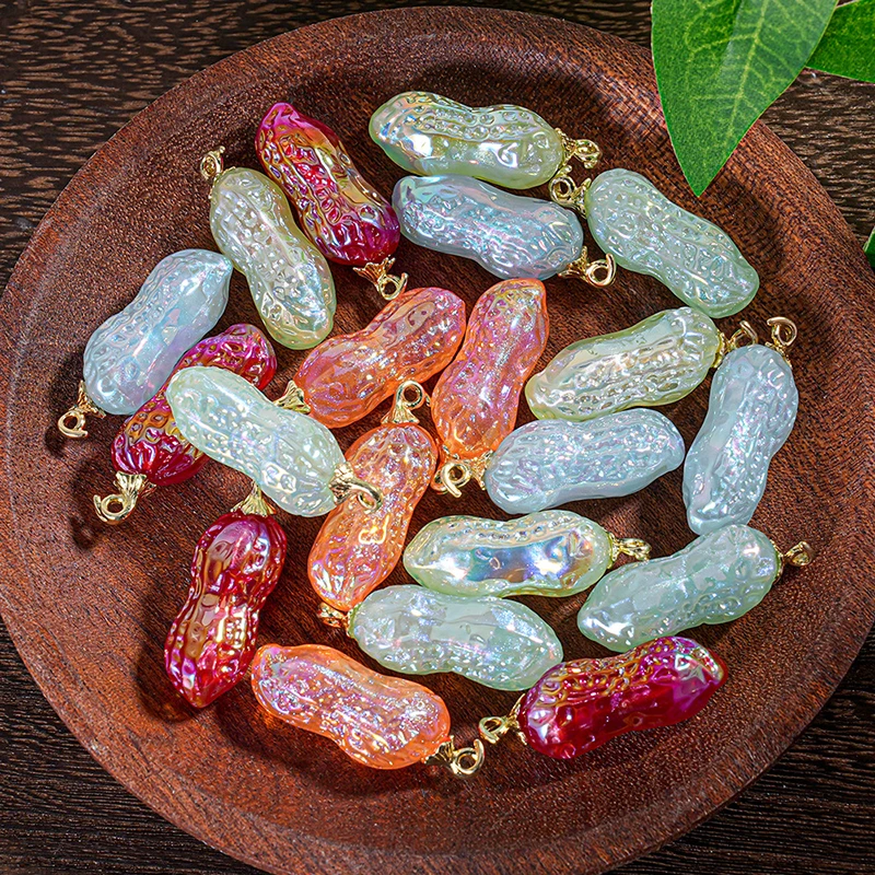 

10 шт./лот акриловые цветные арахисовые бусины для мобильного телефона с прямыми отверстиями, портативная короткая сумка-ремешок с подвеской-цепочкой