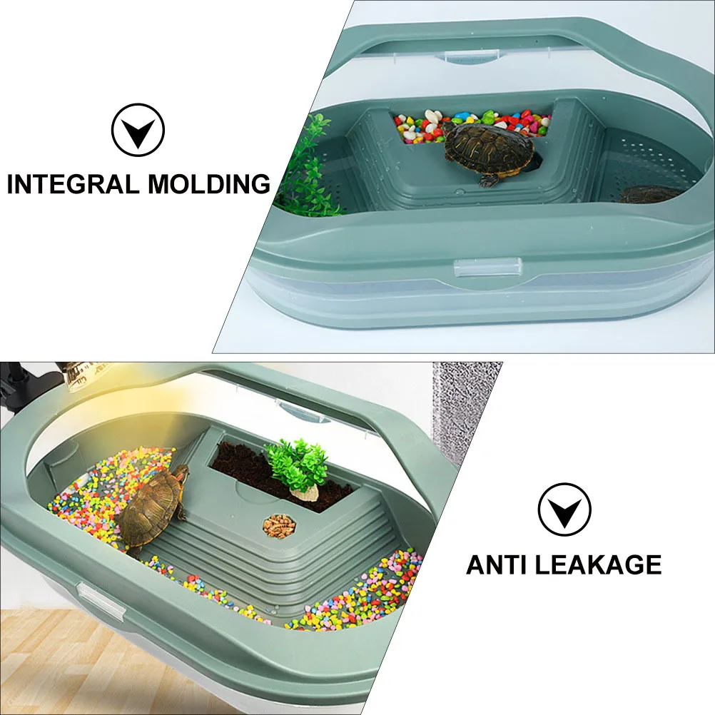 

Advanced Turtle Tank Habitat Aquarium with Multi-Functional 5-Zone Layout Basking Feeding Breeding Swimming Platforms Reptile