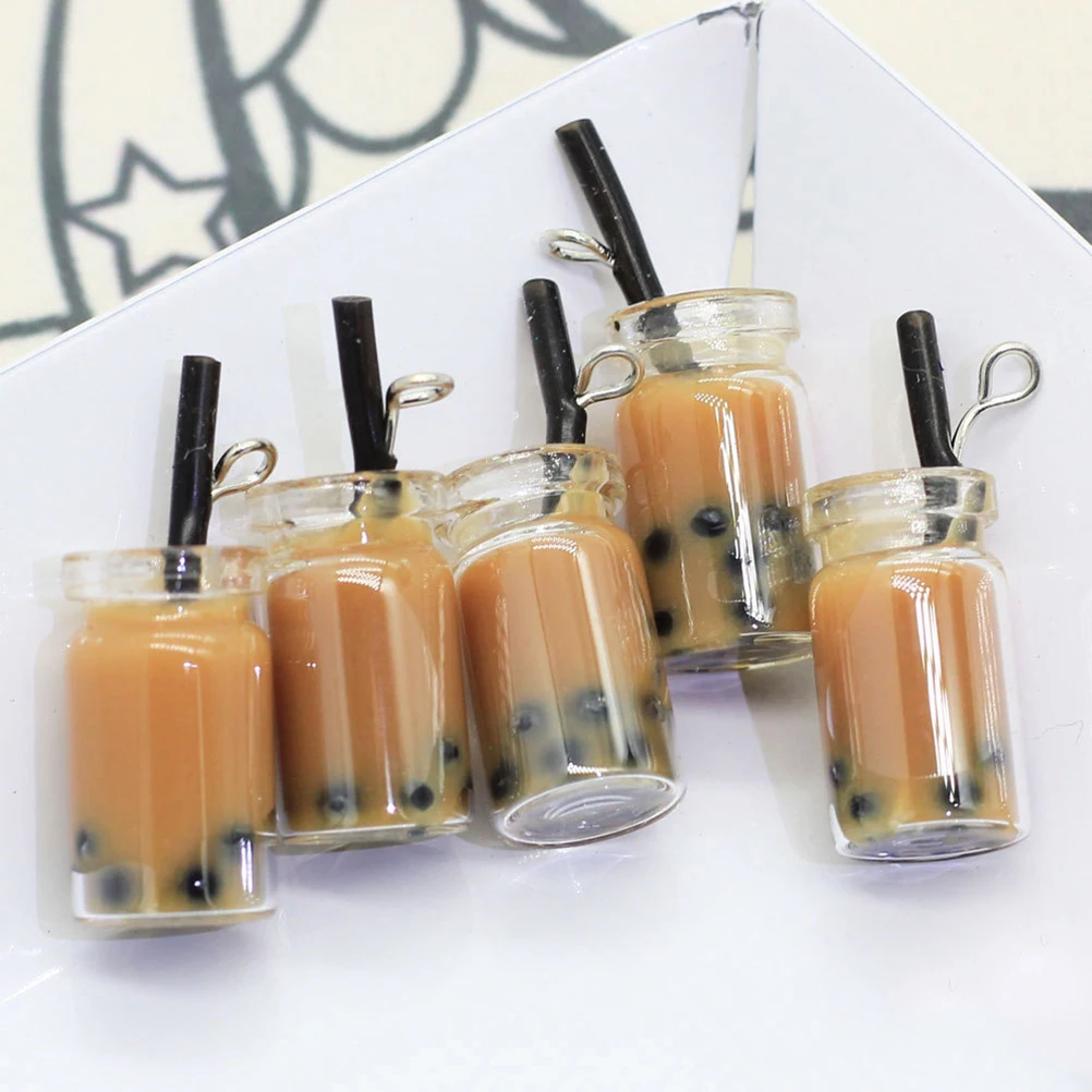 

20 Pcs Coffee Glasses Imitated Milk Tea Ear Pendant Creative Earrings Pearl Photo Props Miss