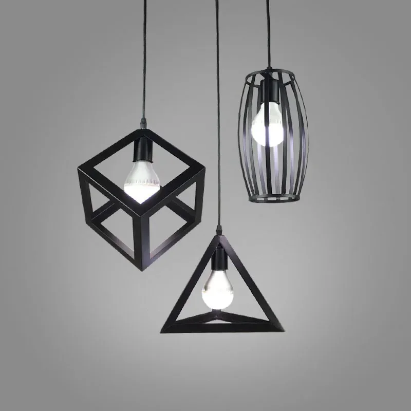 Retro Restaurant Chandelier Geometric Bar Table Chandelier Single Head Coffee Shop Industrial Style Special-shaped Iron Lights