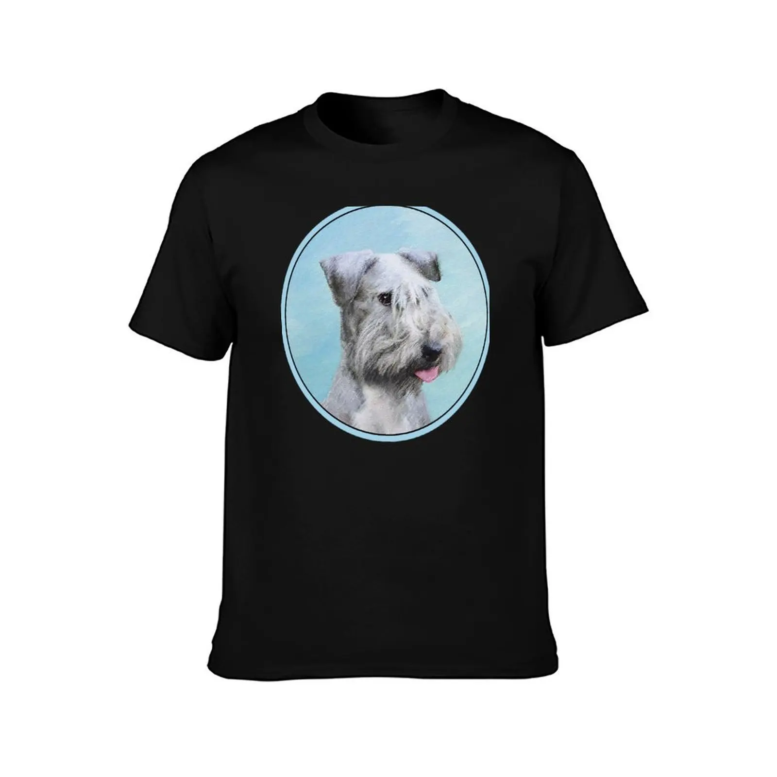 Cesky Terrier Painting - Cute Original Dog Art T-Shirt Gym Wear Breathable Short Sleeve Tee T-Shirt