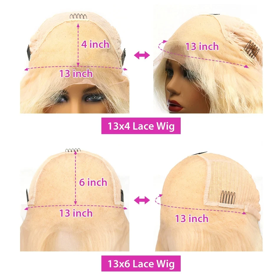 Perruque Lace Front Wig Body Wave Brésilienne Naturelle, Cheveux Humains, Blond Miel 613, 13x6, 13x4, Transparent HD, Document 613, pour Femme