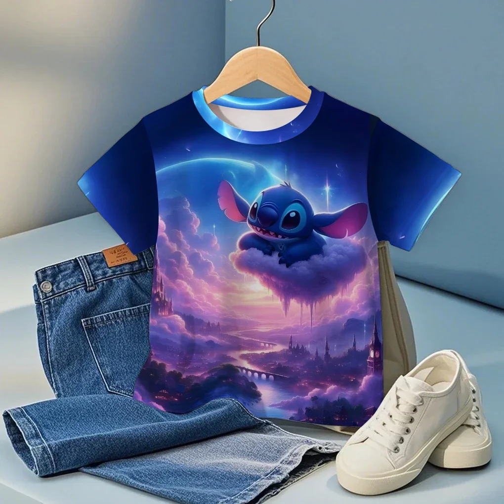 

Stitch 3D 2025 Summer New Casual Design Cartoon Print Fashion Kids Teenagers Girls Boys Adorable Cool T-shirt