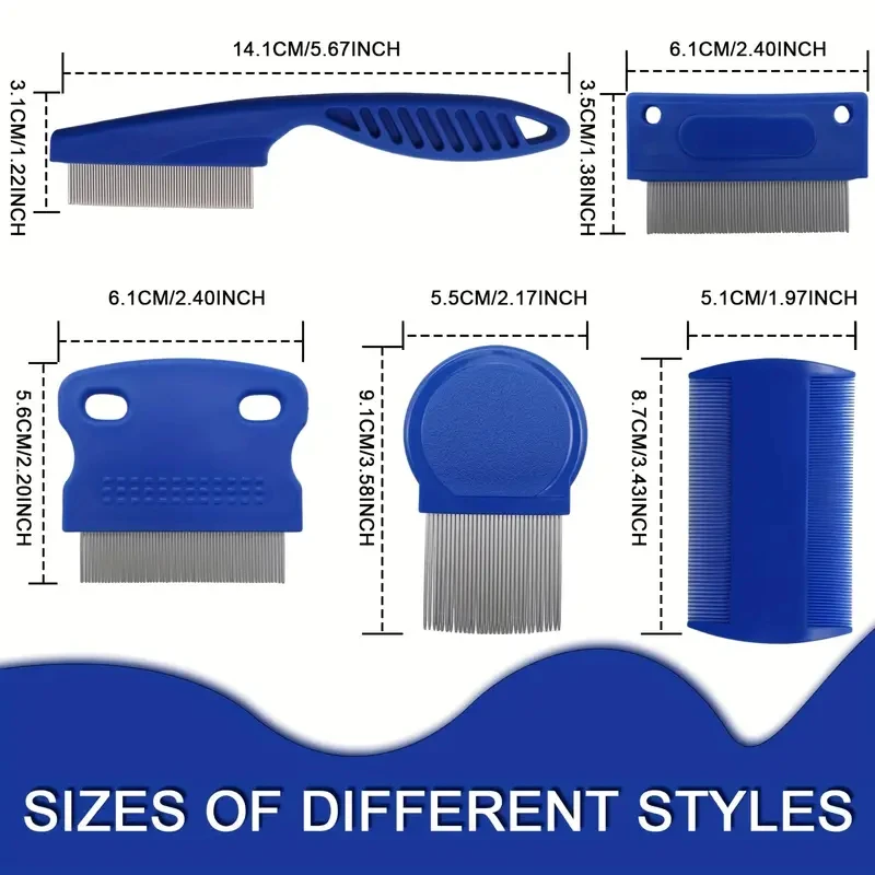 스테인레스 스틸 머리 이가 빗살, 미세 이빨 개 고양이 그루밍 빗, 데메팅 도구, 애완 동물 눈물 얼룩 제거, 애완 동물 벼룩 빗, 세트당 6 개 