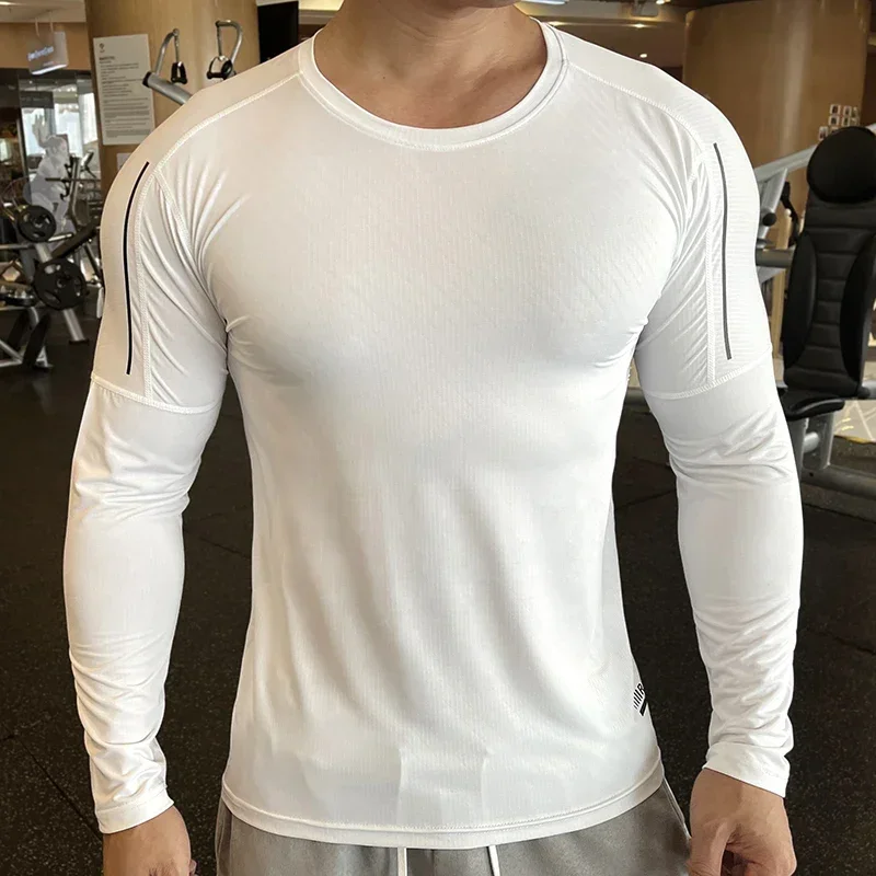 

Long sleeved T-shirt Running Shirt Tops Clothing Men Gym Sport Tshirt Quick Dry Compression Fitness Breathable Sportswear tops