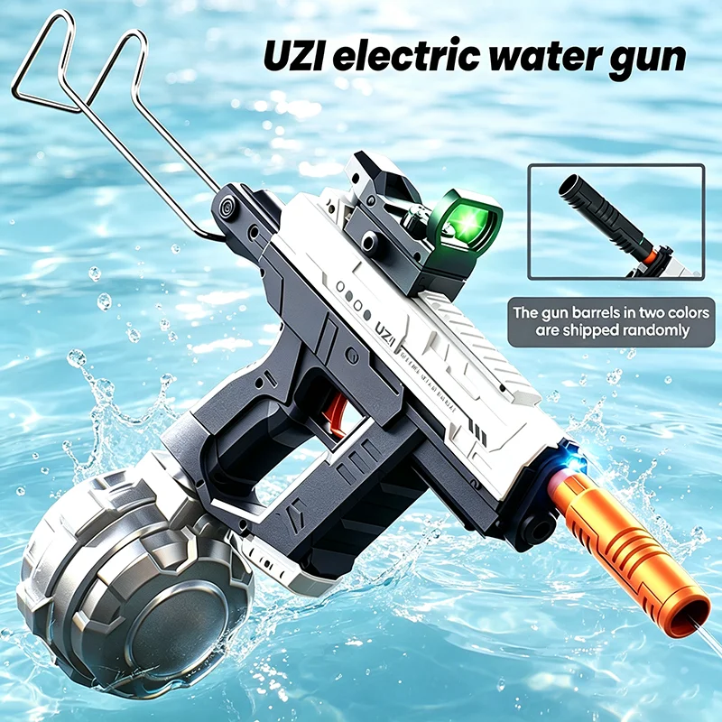 Electric Water Gun Toy with LED Light Recoil Long Range Continuous Shooting Water Blaster Summer Beach Outdoor Gifts