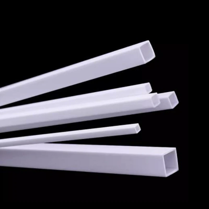 10Pcs ABS Plastic Square Tube Hollow Square Bar Rods Styrene Rod for DIY Sand Table Architectural Model Making