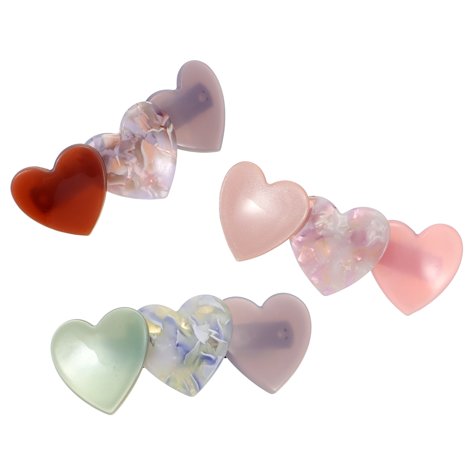 

3pcs Love Heart Hair Clip Elegant Design Spring Barrettes Women Durable Premium Material Automatic Closure Matching Outfits