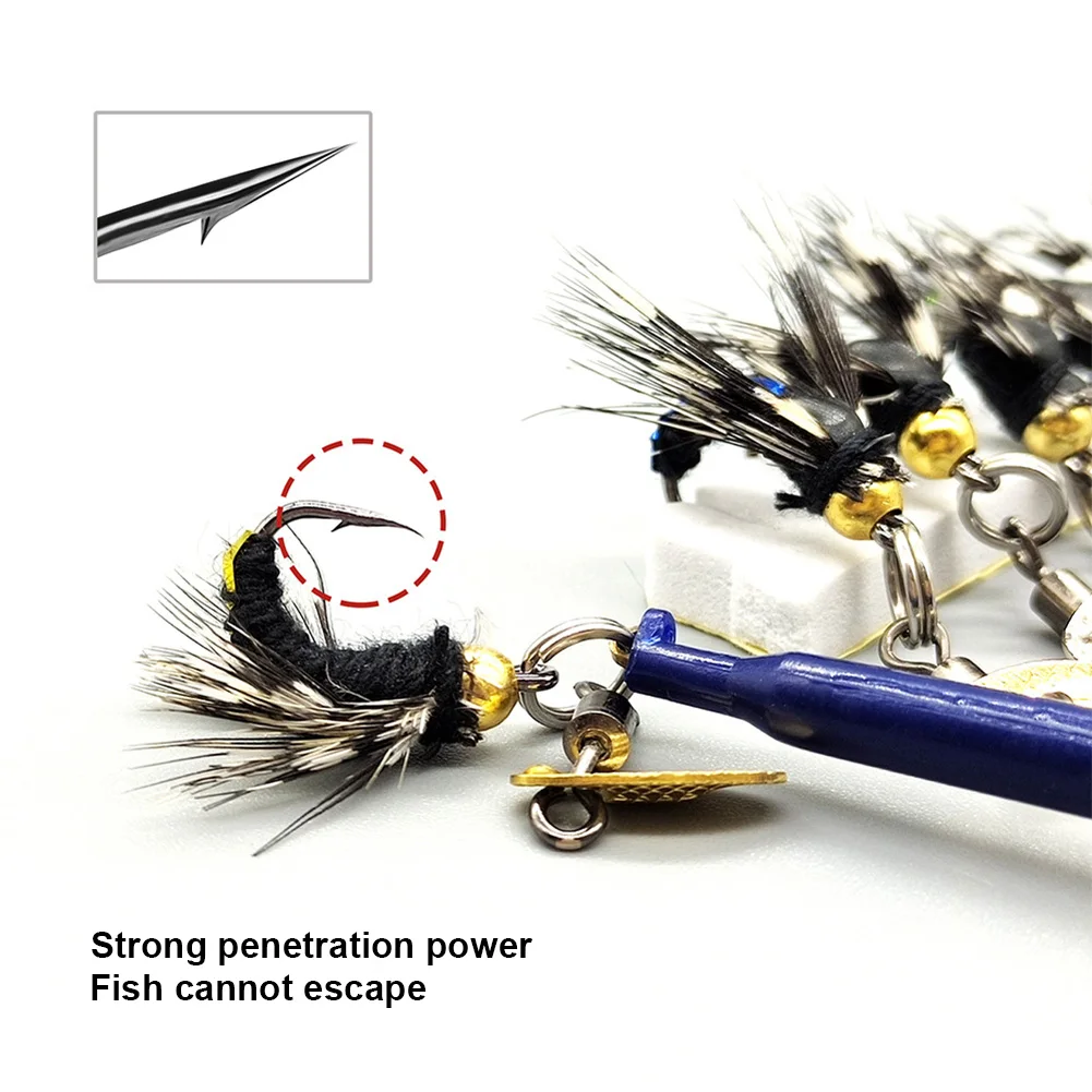 5 قطعة خطافات الذبابة طعوم الحشرات مع خطاف كرنك طعوم دوارة مع شفرة دوارة للمياه العذبة والمياه المالحة