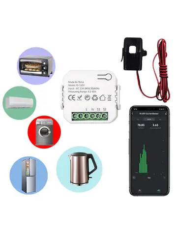Smart Life WiFi-energimätare med CT-tångsensor APP-kontroll CT DIY 110V 240V 50/60Hz för solenergiproduktion förbrukad effektmätare 6 best sales solenergimätare DC wifi - №3