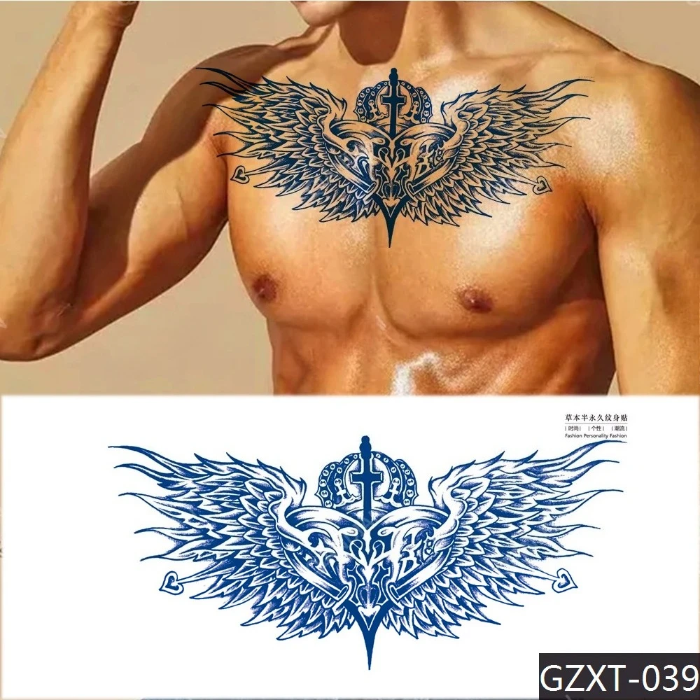 

Juice Ing Waterproof Temporary Tattoo Sticker Semi Chest Big Hipster Cross Wing Fake Totem 15 Day Lasting