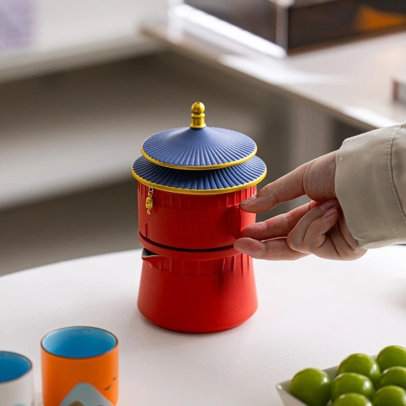 Automatic pot three cups ceramic automatic set Gift for elders' birthdays