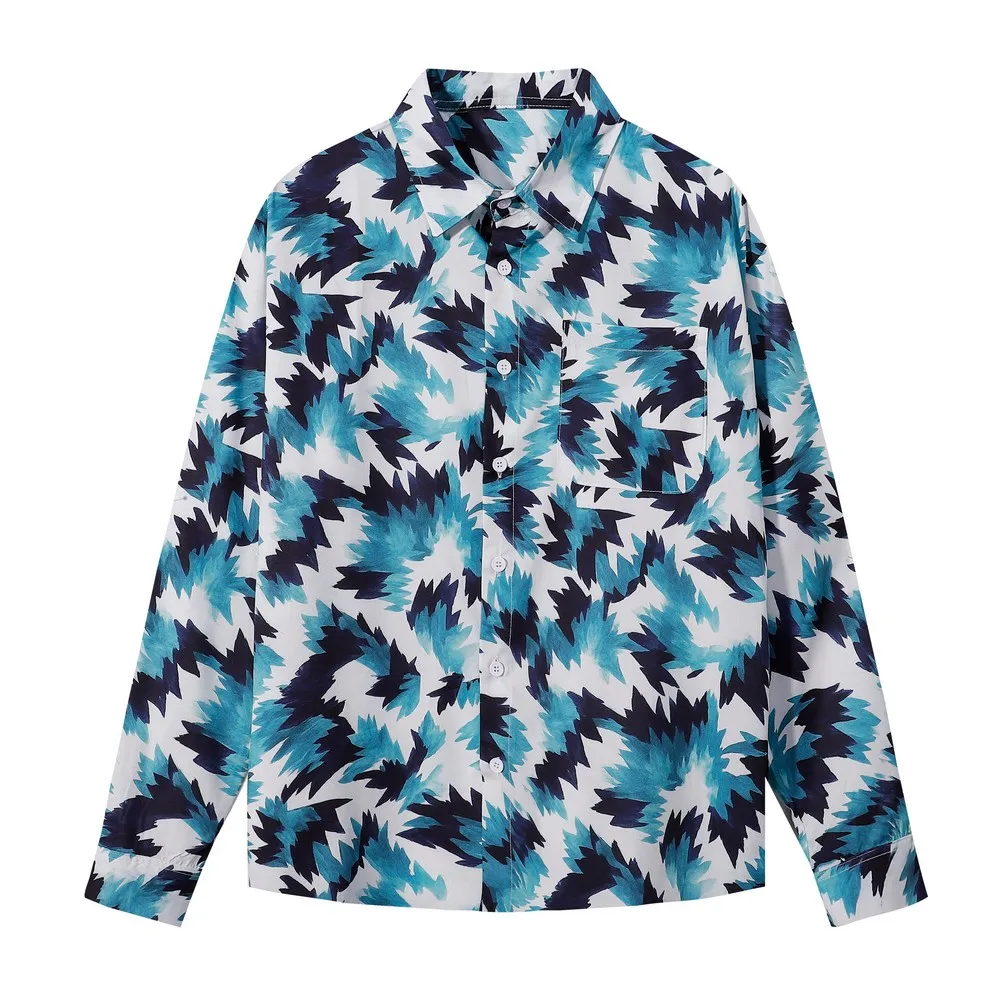 

Дизайн граффити с цветными блоками в стиле гранж, гавайские рубашки с длинными рукавами, готическая мужская и женская блузка, уличная одежда, топ на пуговицах Aloha, зима-весна