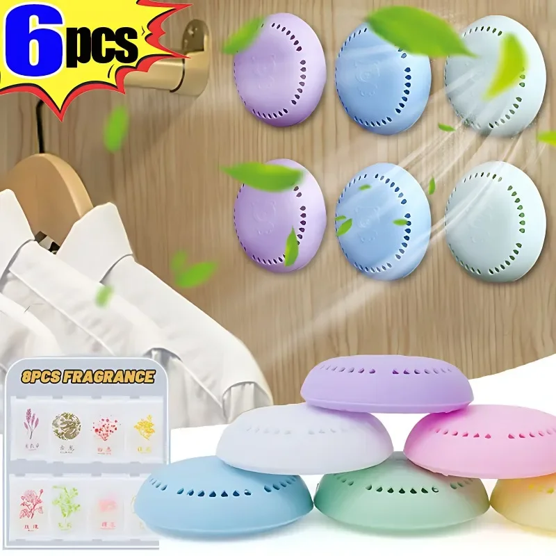 6/1PCS Aromatherapy Fragrance Lasting Deodorization Bathroom Supplies Bedroom Wardrobe Toilet Deodorant Solid Round Fresher