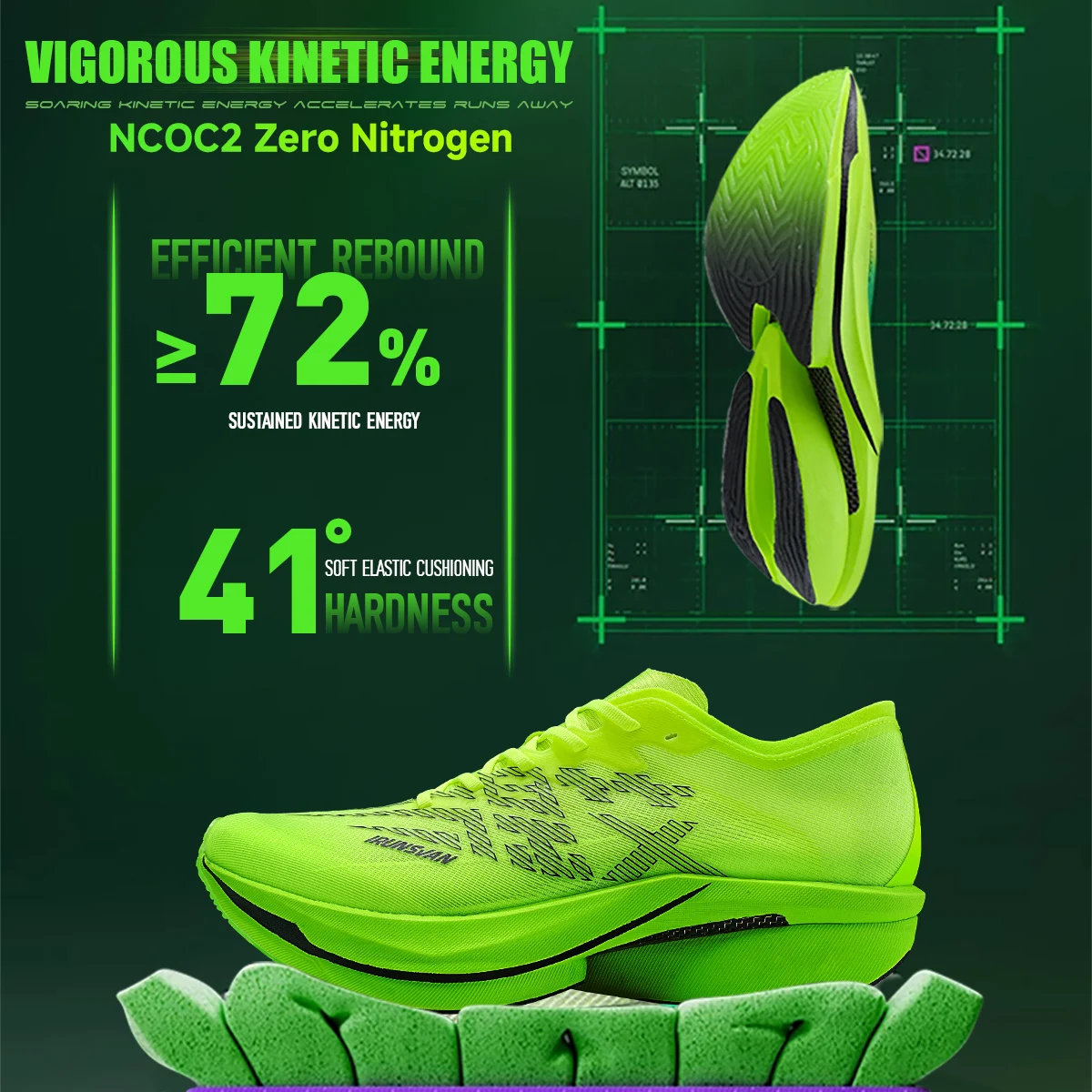IRUNSVAN Full Length Carbon Plate Men's Marathon Cushioning Training Shoes Comfortable Breathable Anti Slip Women's Sports Shoes