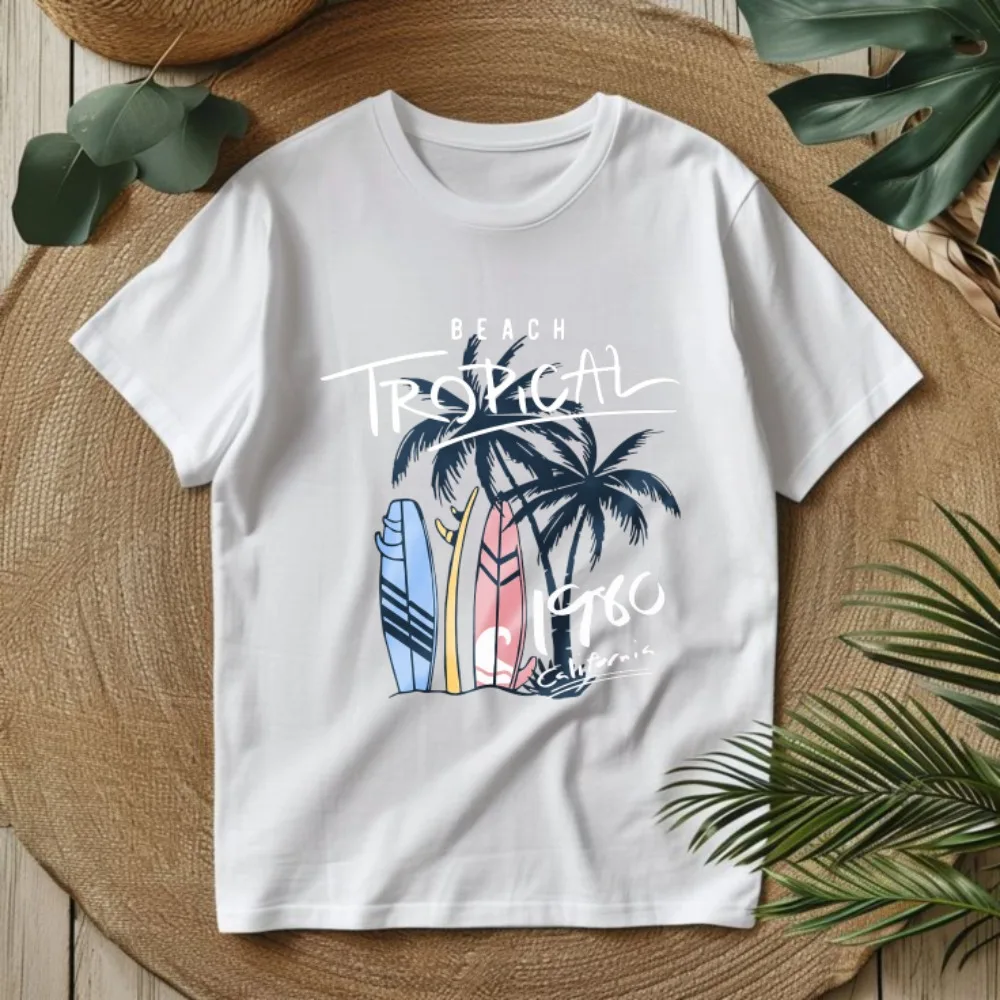 Summer Beach Palm Tree Surf TShirt Under Agility Lives Valid Print Casual Short Sleeve Tee for Men Women Vacation Wear