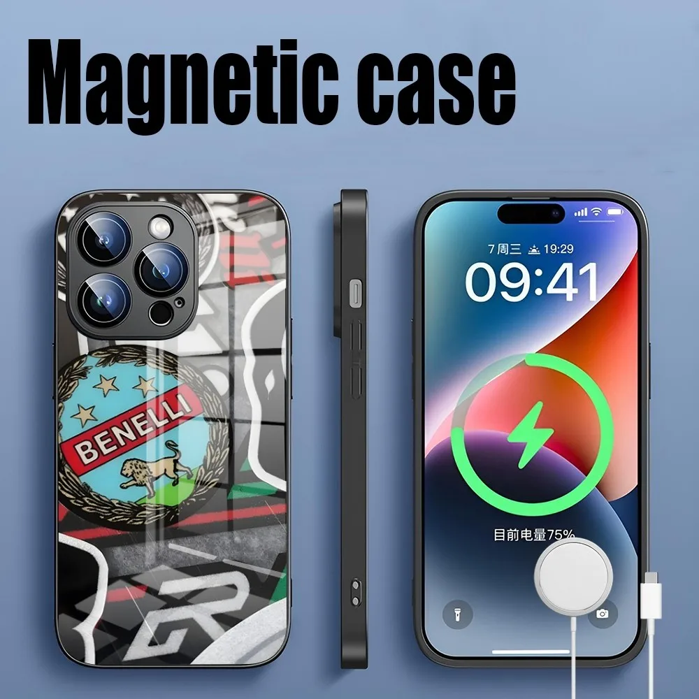 Cool motorcycle  Benelli Magnetic Case For Iphone 15 13 12 14 present 11 Pro Max Mini X Xr Xs 8 7 Puls 6 Macsafe Glass coque