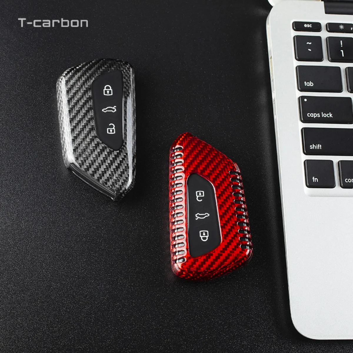 T-carbon Car Key Case Cover Fit VW Volkswagen Golf 8 MK8 Cupra Carbon Fiber For Skoda Octavia A8 SEAT Leon MK4 2020 2021 Forment