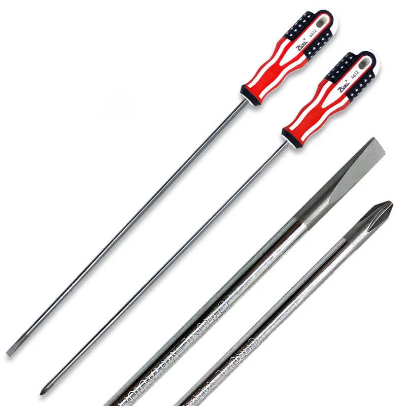 1/2 pcs 400mm Long Screwdriver CR-V Alloy Magnetic Phillips /Sloted Screw Drive Extra Long Screwdriver Repair Hand Tools