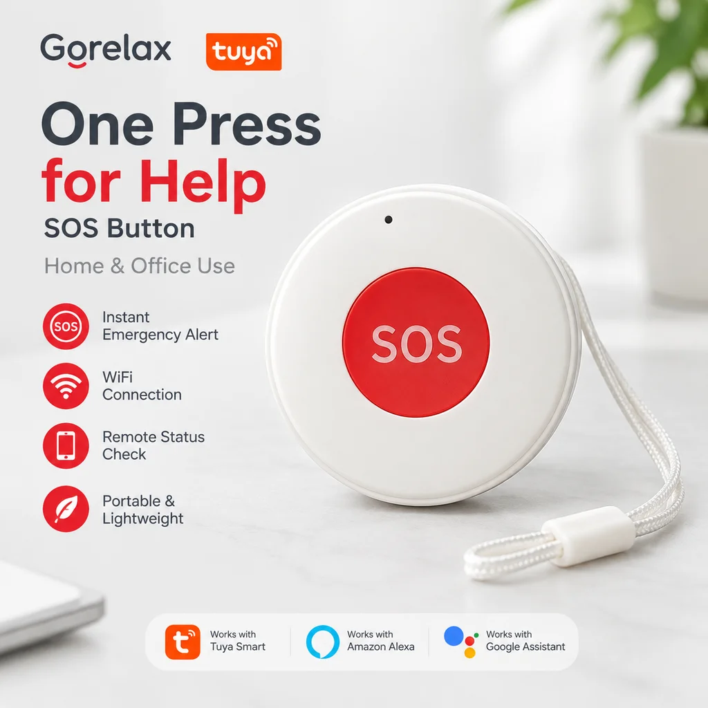 Tuya WiFi SOS Button One Key Emergency Call Wireless Security Alarm Panic Device for Elderly Kids Home Safety Smart Life APP