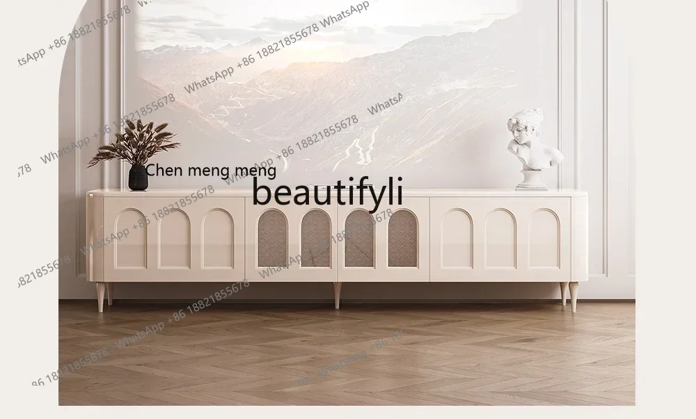 

X Cream style retro light luxury living room home storage locker integrated coffee table combination