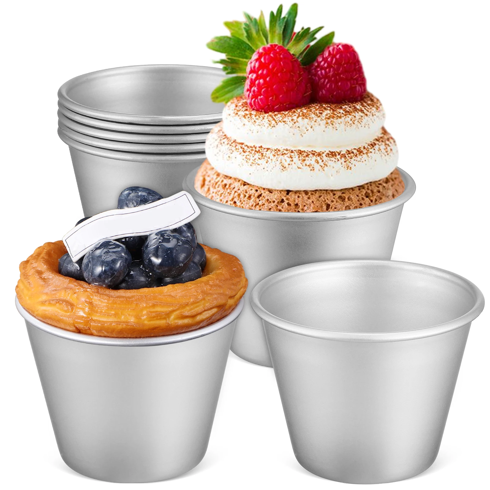 

8 pcs Cups Aluminum Alloy Muffin Tin Mould Kitchen Pudding Moulds Bakery Cupcake Cups Cupcake Baking Cup Tools