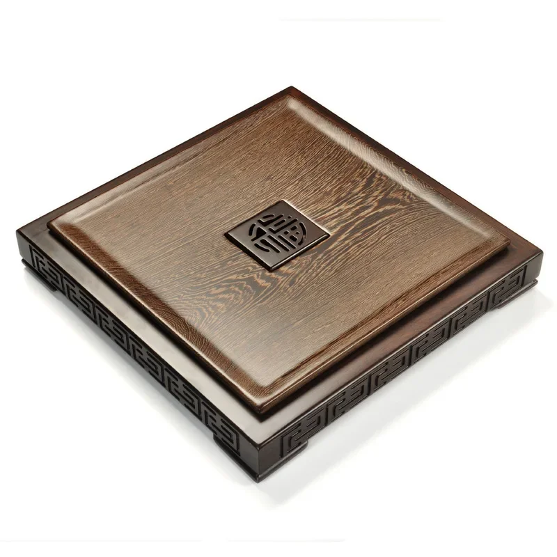 صينية شاي خشبية، صغيرة من خشب الصندل الأسود، طاولة شاي منزلي بسيط من خشب الورد #1