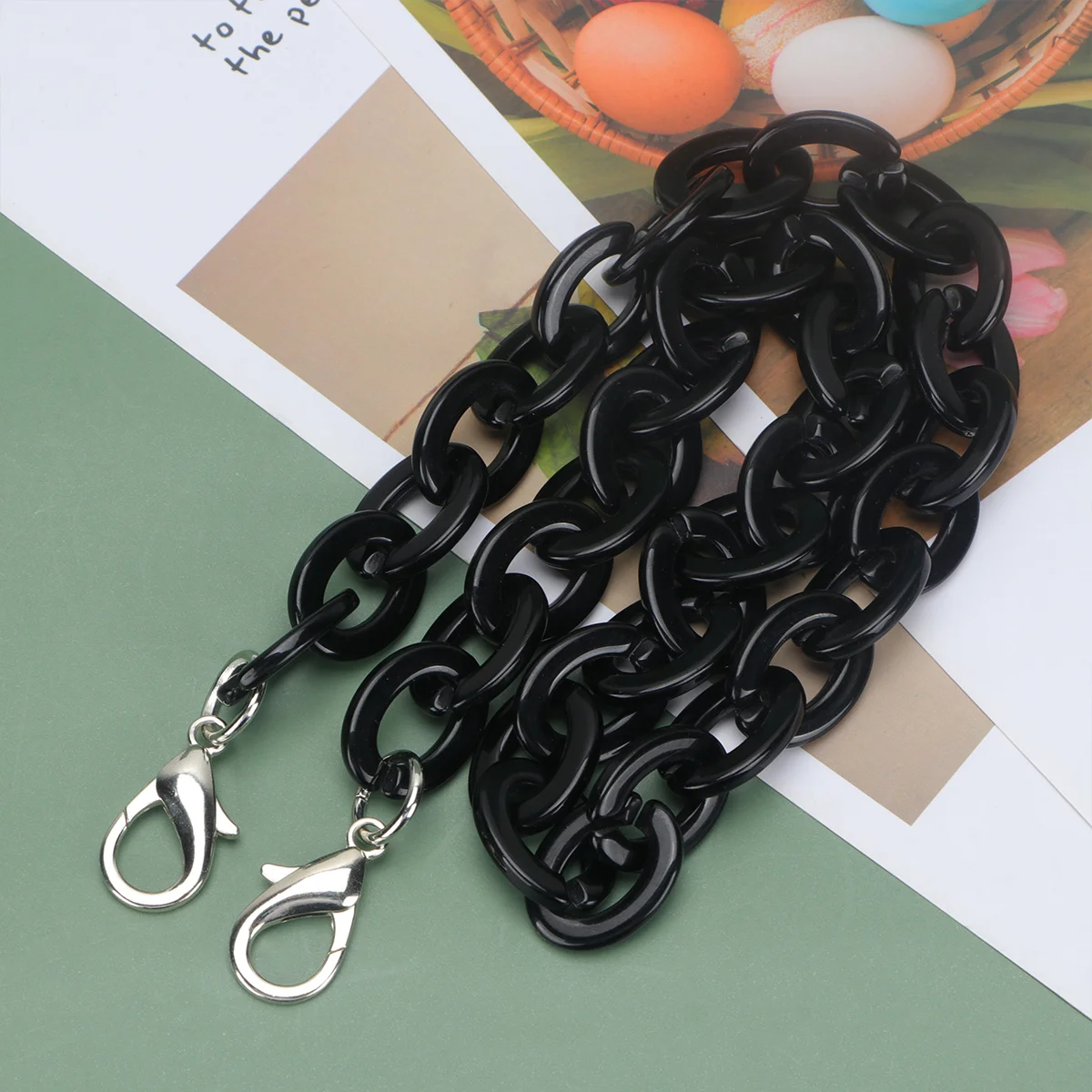 60 سنتيمتر طول سبائك الاكريليك الزخرفية حقيبة يد بسلاسل الأشرطة المزدوج نهاية مشبك DIY بها بنفسك حمل الحقائب سلاسل حقيبة سوداء DIY بها بنفسك أشرطة الحقائب #4