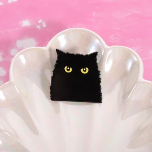 Kartun Kucing Hitam Enamel PEW PEW MADAFAKAS Mata Besar Anak Kucing Hewan Lucu Bros Kerah Lencana Perhiasan Gif untuk Pecinta Kucing 10 pin makanan penjualan terbaik - №