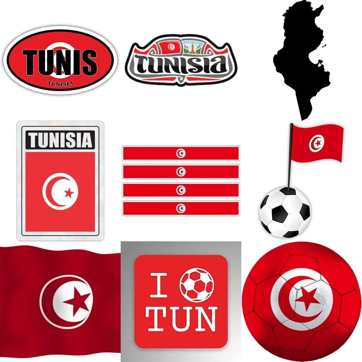 

Creative Tunisia Flag Map Emblem PVC Waterproof Sticker for Decorate Wall Car Window Truck Bicycle Bumper Decal Accessories