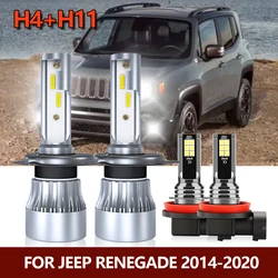 20000LM LED Headlights Hi/Lo Bulbs 6000K Fog Light 12V Car Conversion Lamps For Jeep Renegade 2014 2015 2016 2017 2018 2019 2020