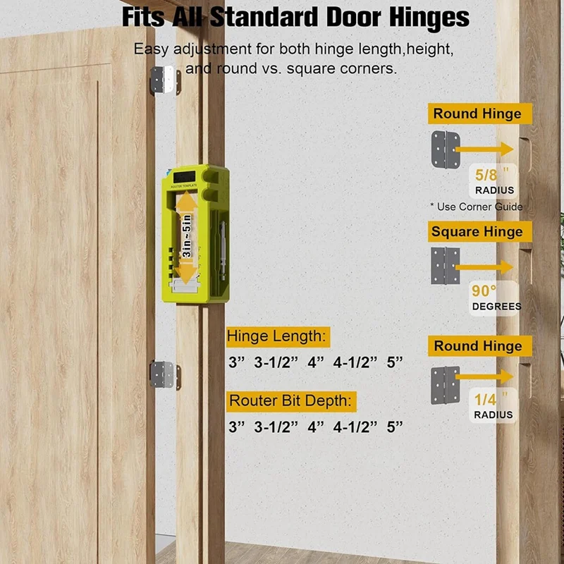 Door Hinge Jig, Door Hinge Mortiser, Hinge Installation Kit, Door Hinge Router Template For 3Inch To 5Inch Hinges