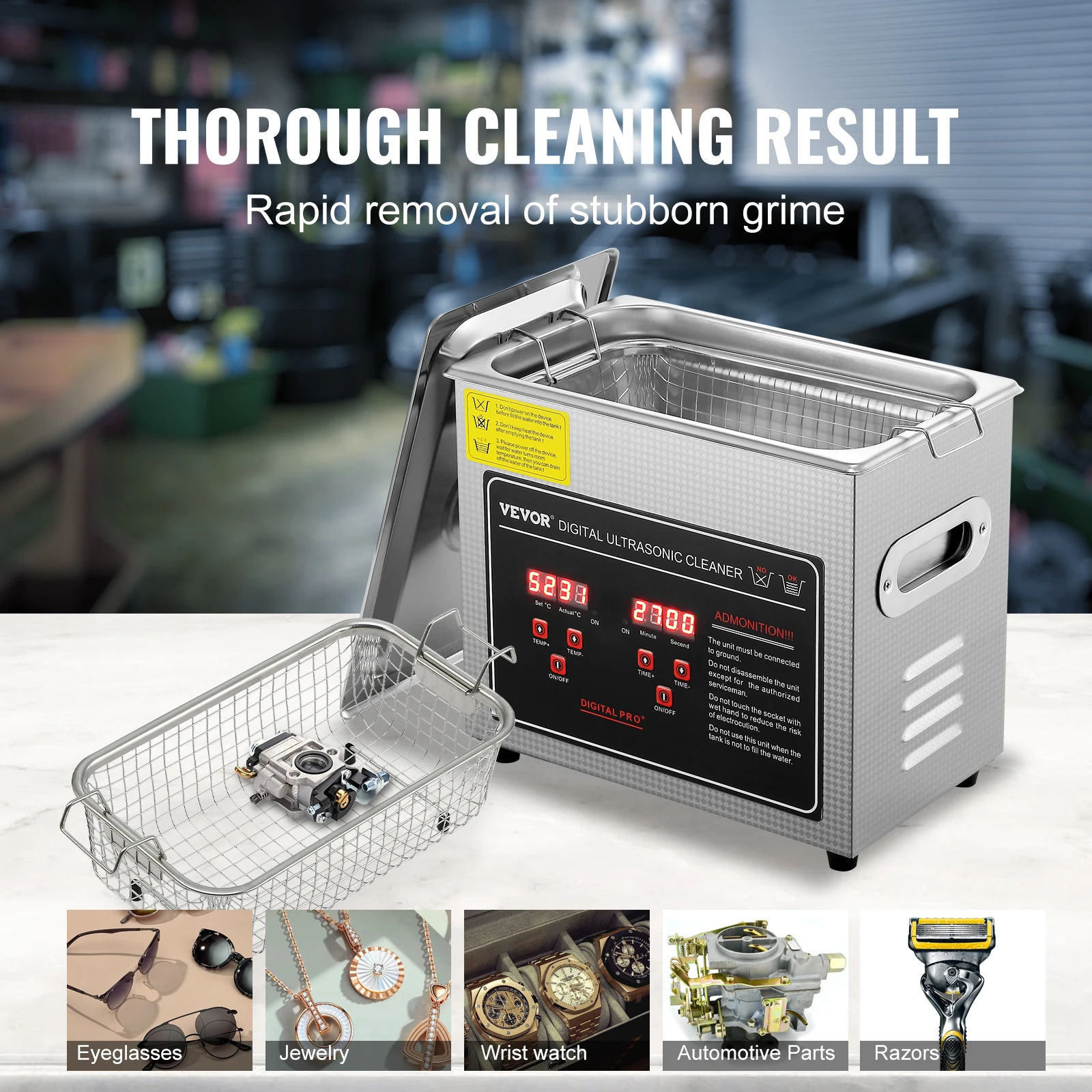 VEVOR 2L 3L 6L 10L 22L 30L Ultrasonic Cleaner Stainless Steel Portable Heated Cleaning Washing Machine Ultrasound Home Appliance